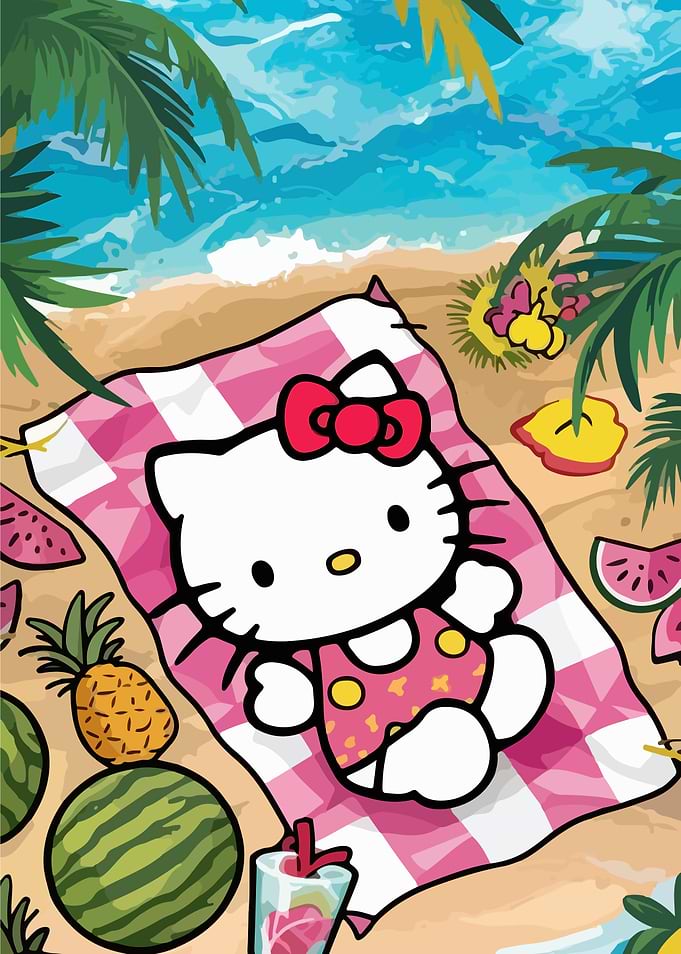 Hello Kitty Beach Day Illustration