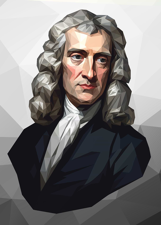 Isaac Newton Polygonal Portrait