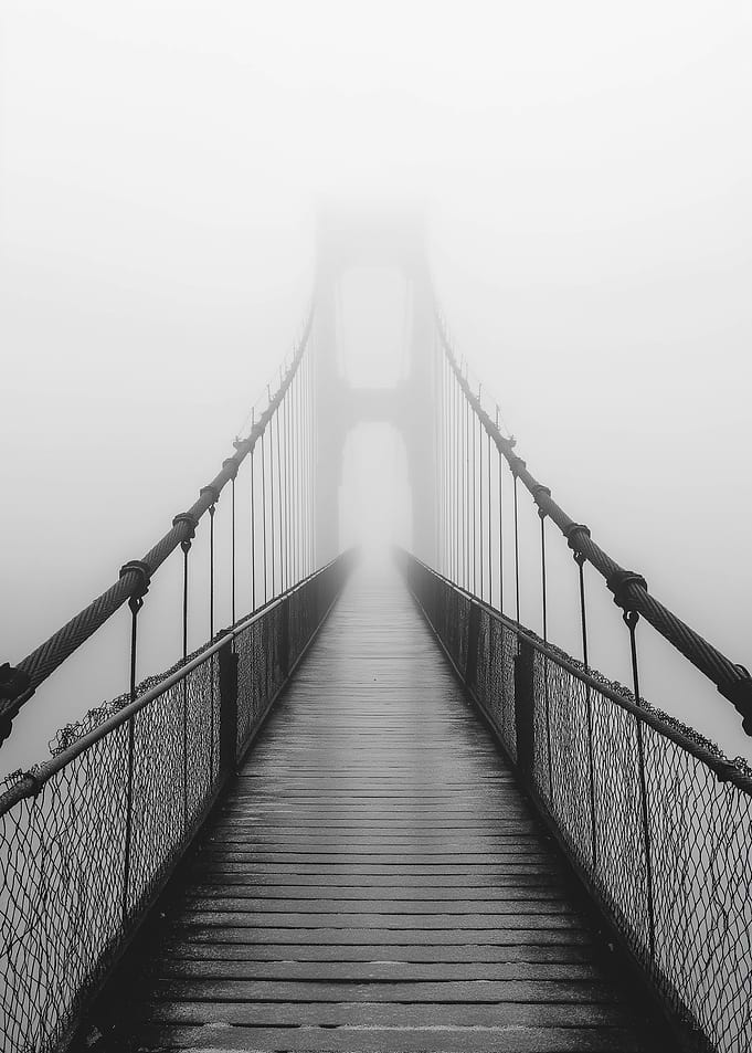 Foggy Bridge in Black and White