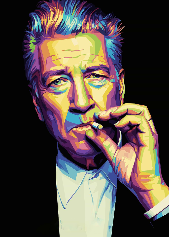 David Lynch Colorful Portrait Smoking