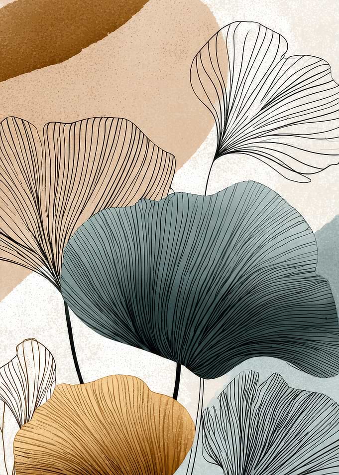 Abstract Floral Art with Line Details
