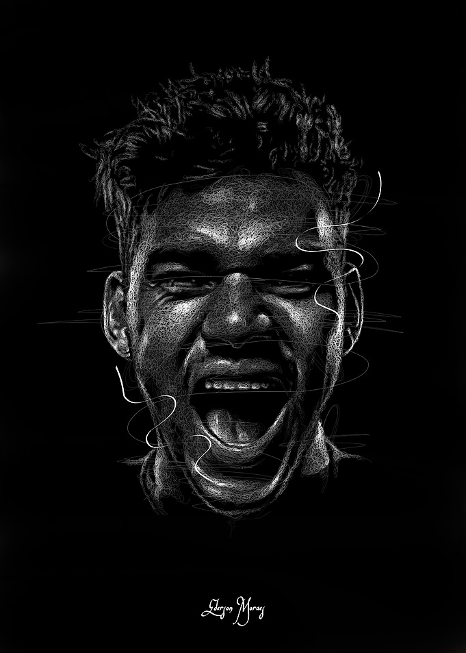 Screaming Man Portrait in Black and White