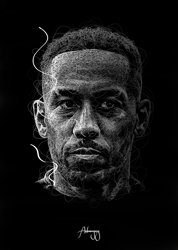 Aubameyang Scribble Art Style