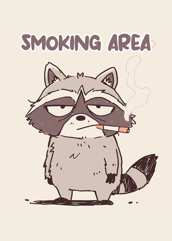 Smoking Raccoon Cartoon Illustration
