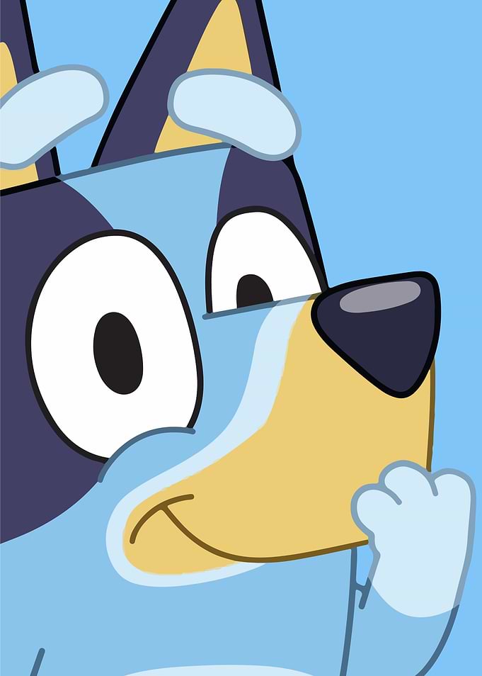 Bluey cartoon character close-up portrait