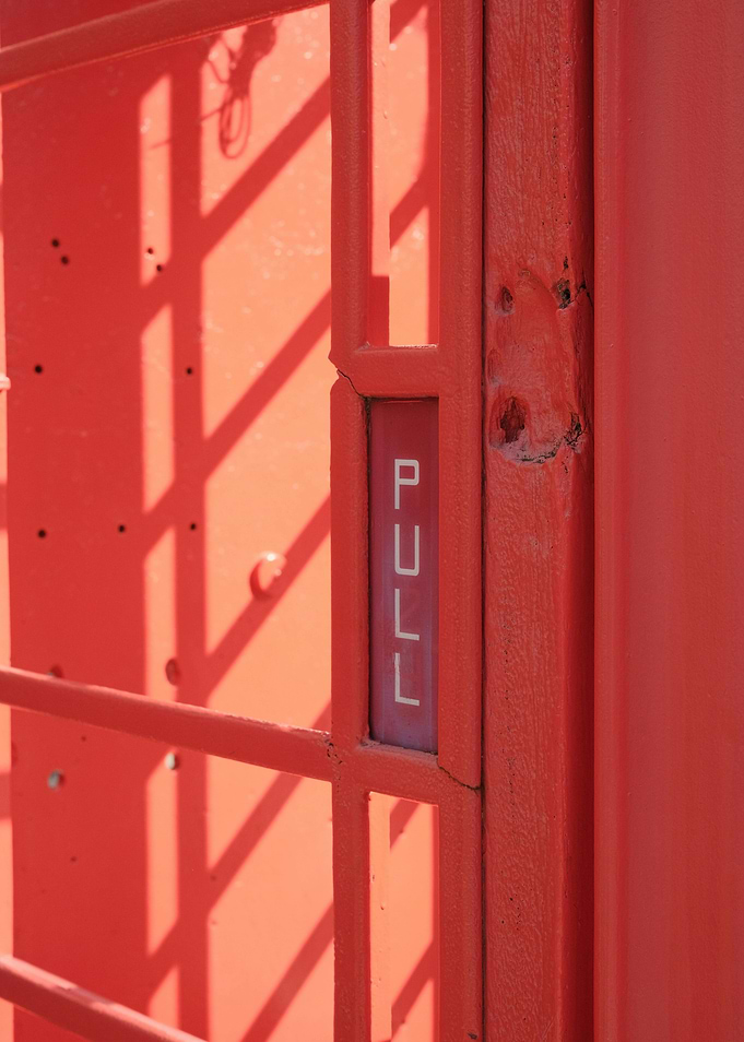Red Phone Booth Door Detail