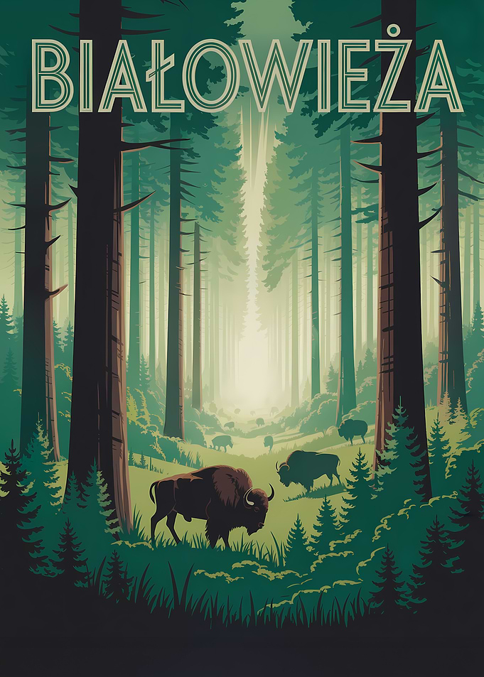 Białowieża Forest Bison Illustration