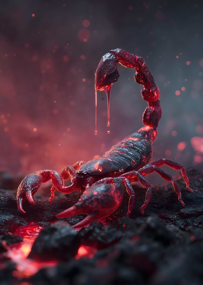 Fiery Scorpion on Volcanic Rock