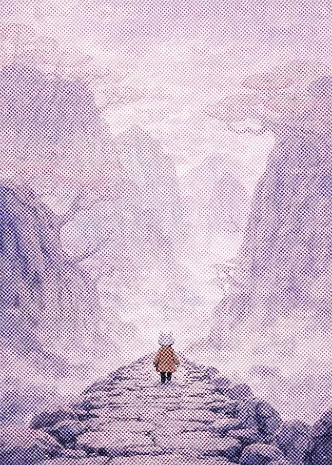 Lone Figure on Mountain Path