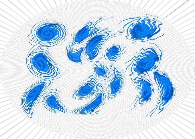 Abstract Blue Swirls on White Background 3E