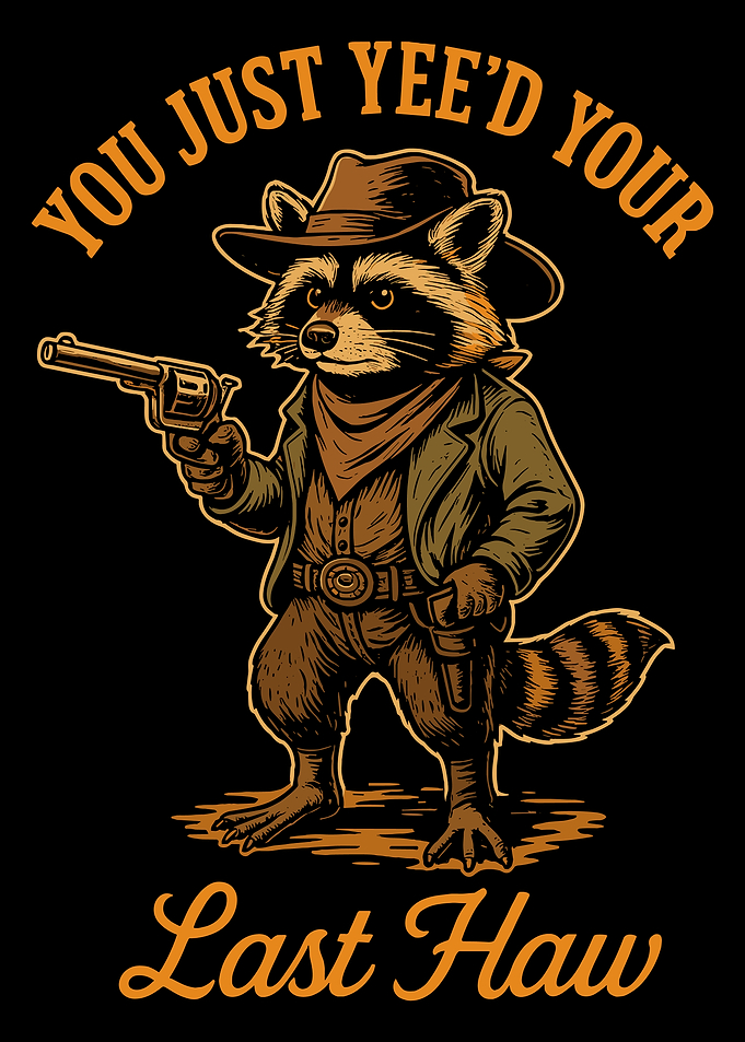 You Just Yee’d Your Last Haw Poster, Cowboy Raccoon Wall Art, Funny Western Cartoon Print
