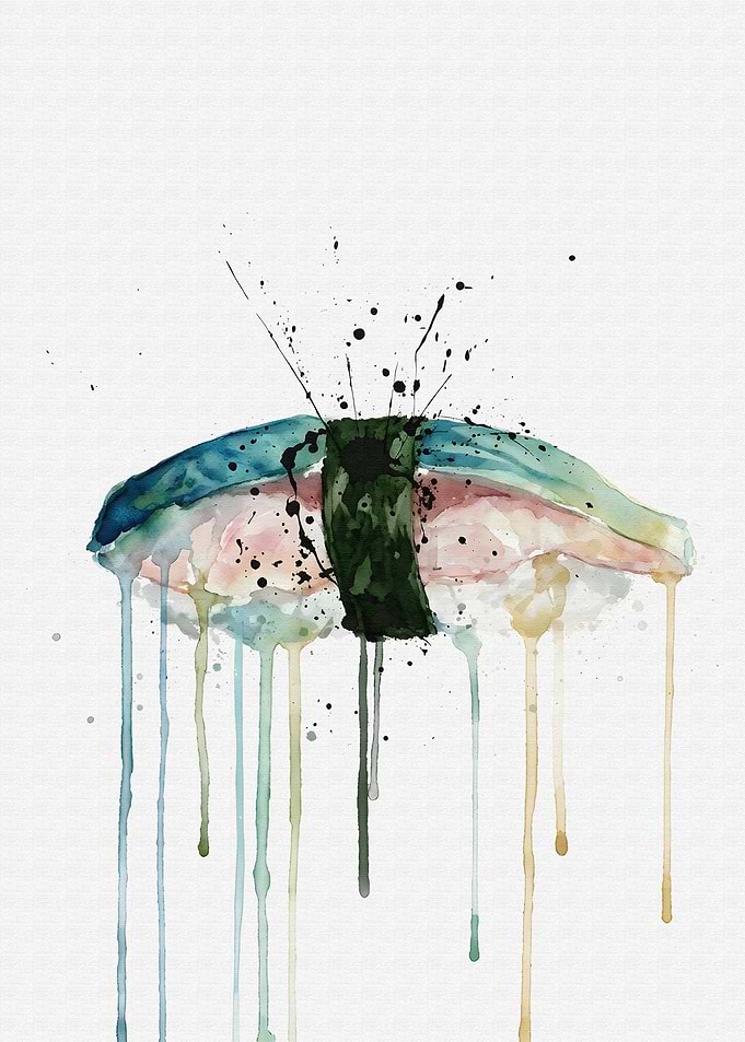 Watercolor Saba Nigiri Art