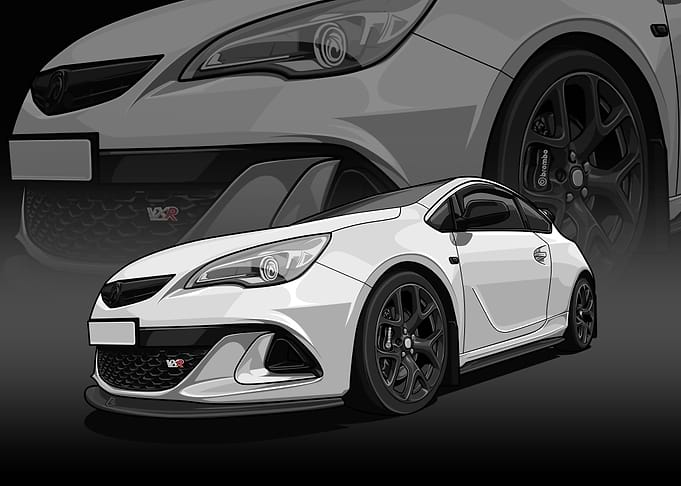 White Vauxhall Astra VXR Car Illustration