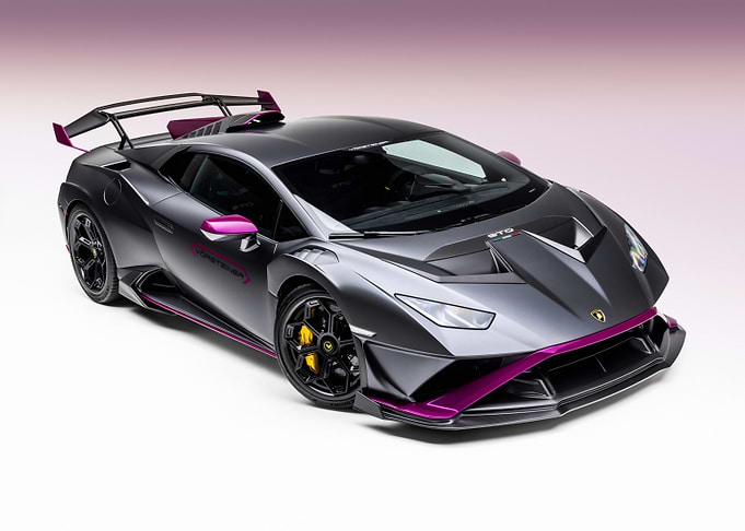 Gray Lamborghini Huracan STO with Purple Accents