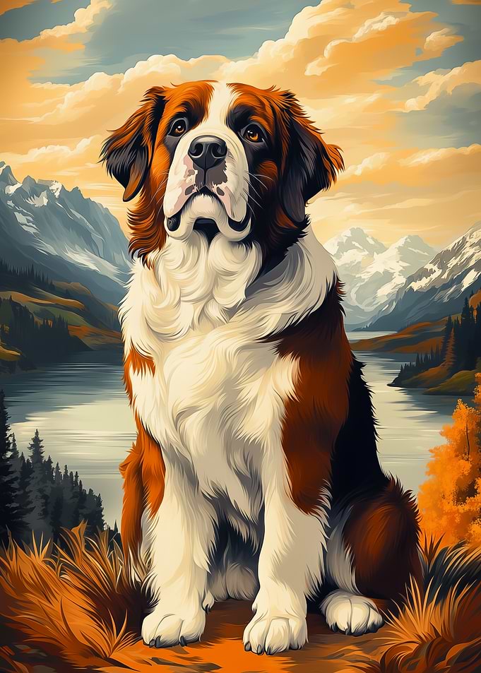 Majestic Saint Bernard in Mountain Landscape
