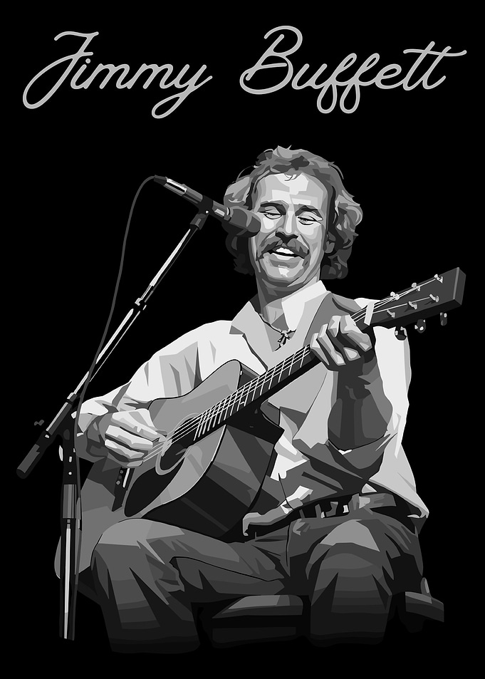 Jimmy Buffett Black and White Portrait
