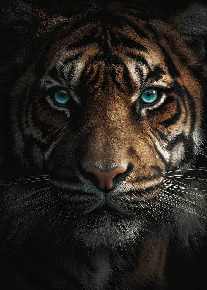 Intense Tiger with Blue Eyes