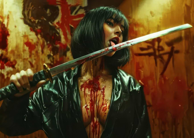 Bloody Woman with Katana