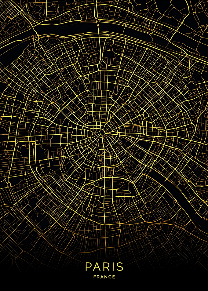 Paris City Map - Golden Lines