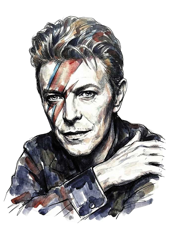 David Bowie Watercolor Portrait