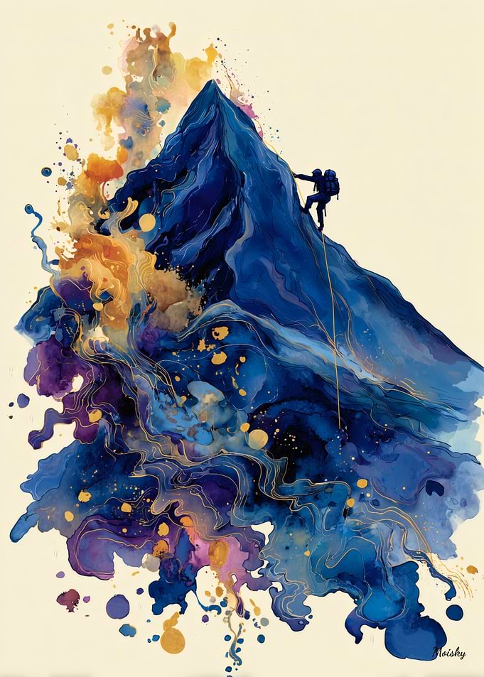 Abstract Fluid Ink Rock Climber – Dynamic Motion Art