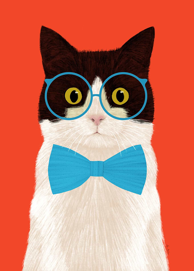 Cat with Glasses and Bowtie