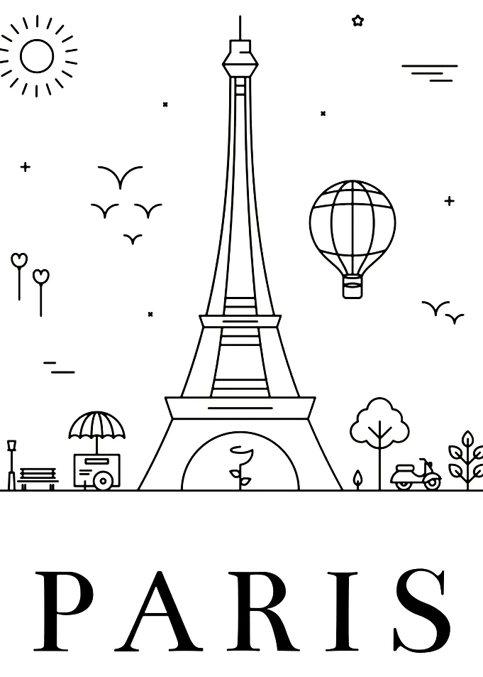 Paris Line Art Illustration