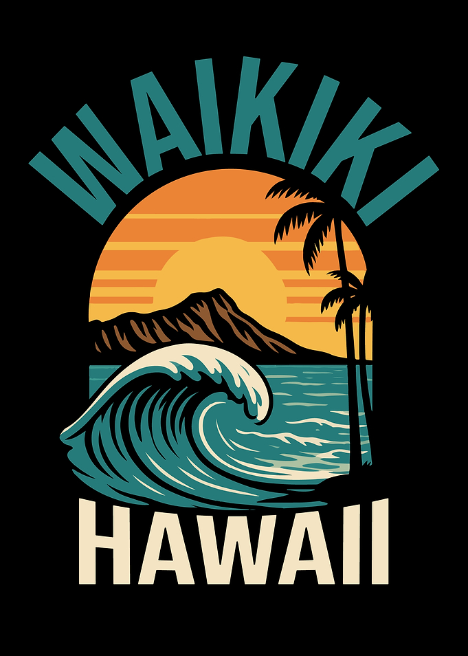 Waikiki Hawaii Retro Travel Poster