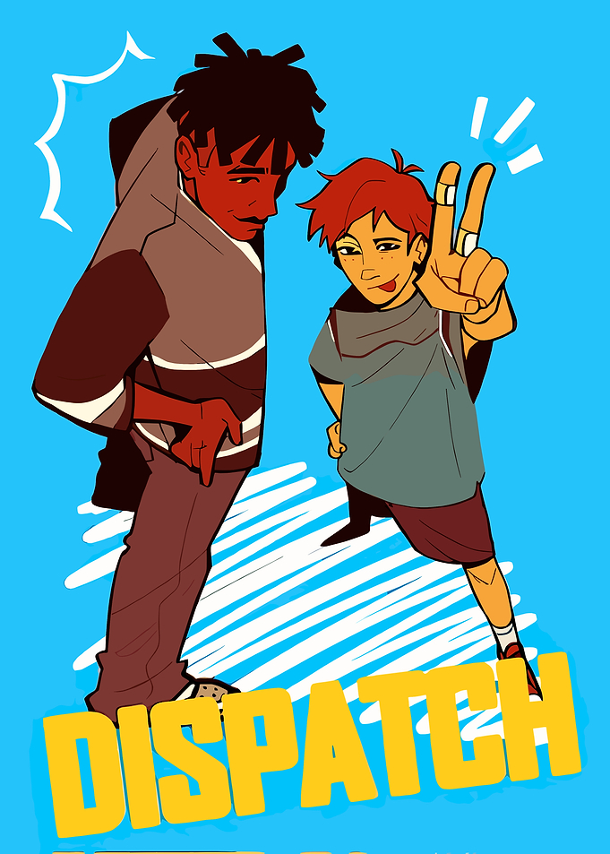 Two Cartoon Characters with Dispatch Text