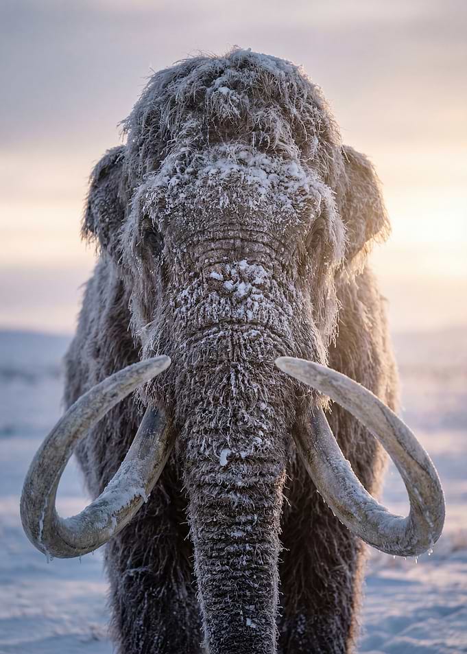 Woolly Mammoth in Snowy Landscape