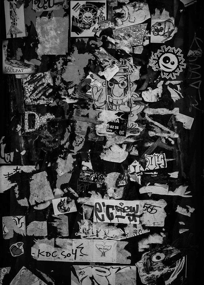 Black and White Sticker Collage