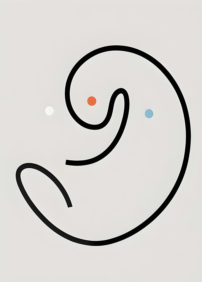 Abstract Minimalist Line Art with Dots