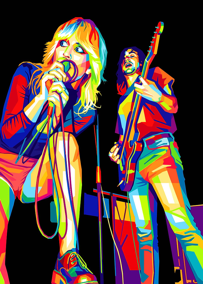Colorful Rock Band Performance Art