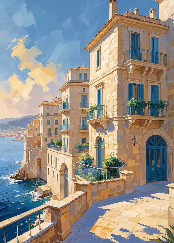 Sunlit Mediterranean Cliffs