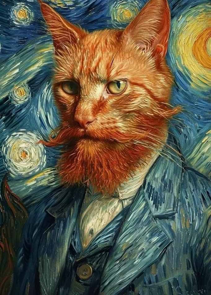 Cat Portrait in Van Gogh Style