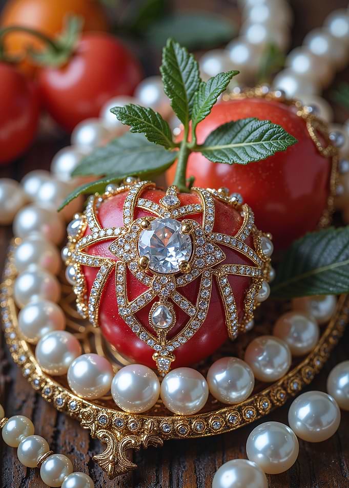 Jeweled Apple with Pearls