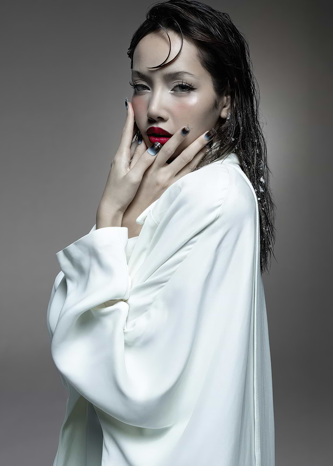 Woman in White Shirt with Red Lips Lisa