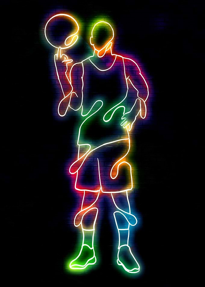 Neon Basketball Player Silhouette