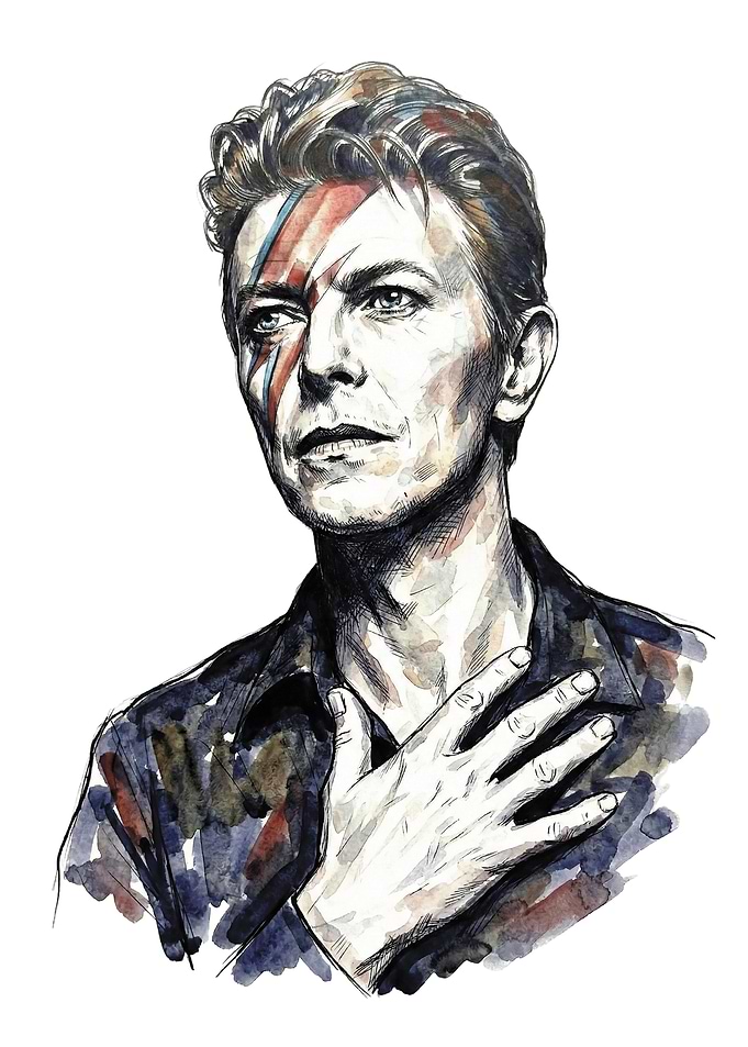 David Bowie Watercolor Portrait