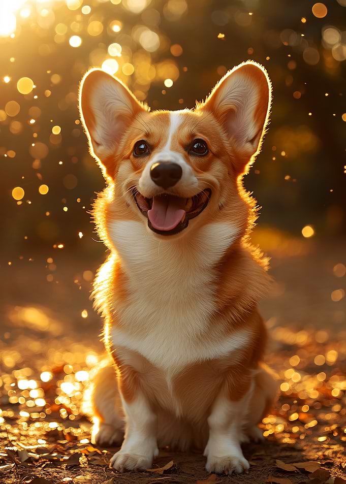 Happy Corgi in Golden Light