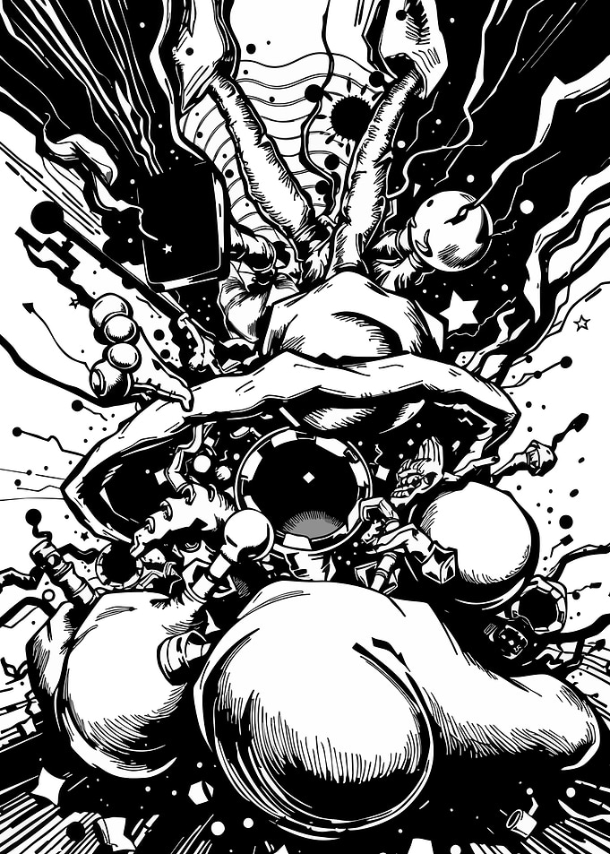 Abstract Black and White Creature Illustration