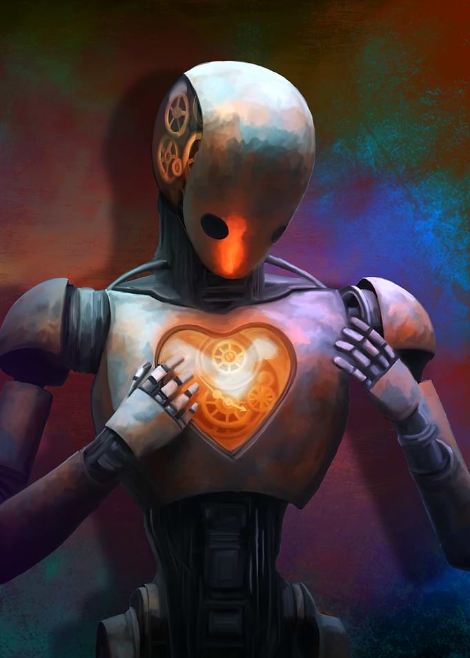 Steampunk Robot with Heart Gears