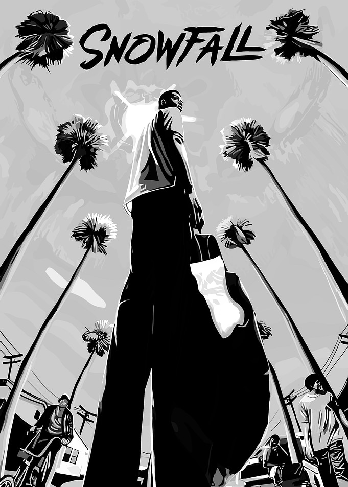 Snowfall Black and White Illustration