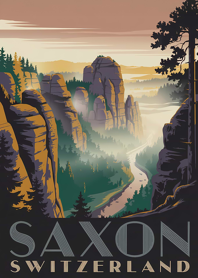 Saxon Switzerland Travel Poster Art