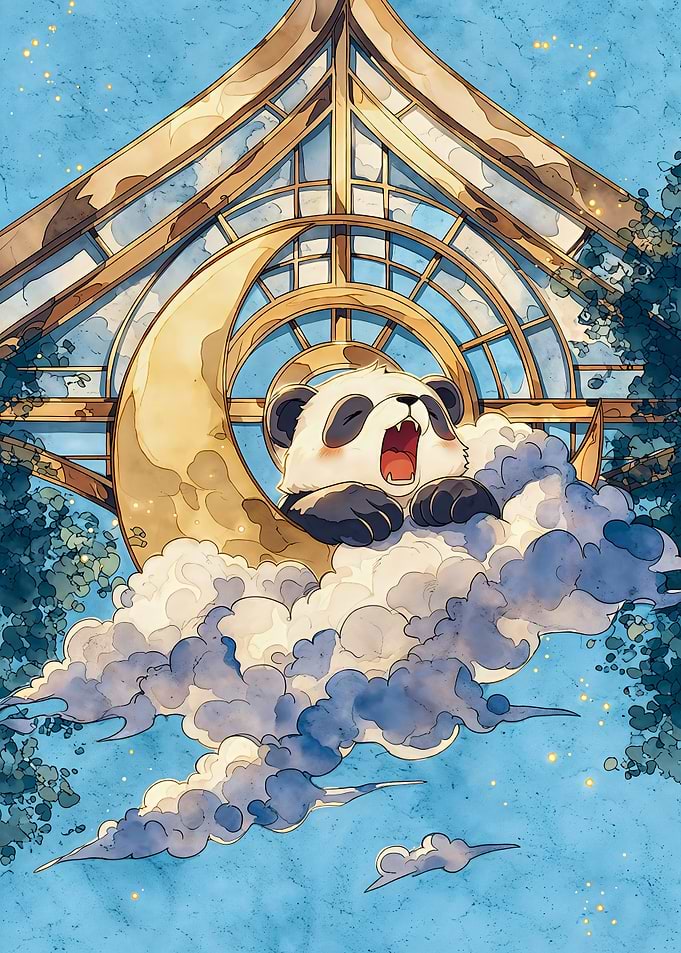 Sleepy Panda on the Moon