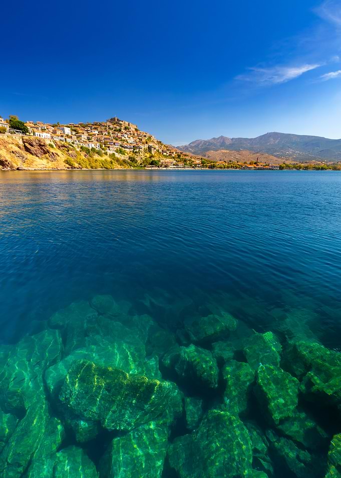 Coastal Village and Clear Blue Water, Mithymna, Lesvos