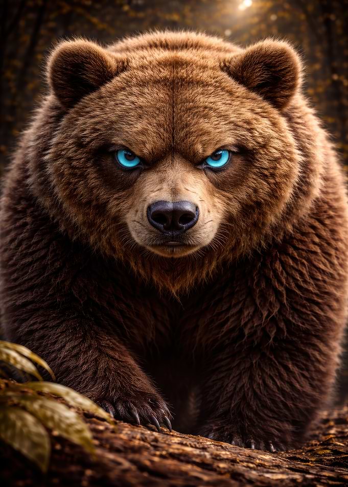 Intense Brown Bear with Glowing Eyes
