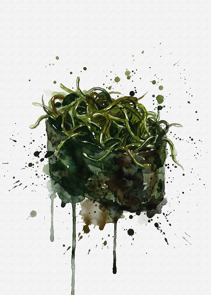 Watercolor Seaweed Salad