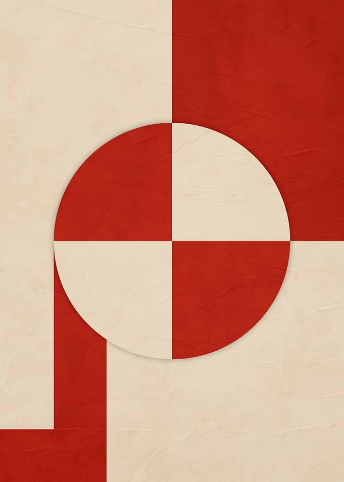 Abstract Red and Beige Geometric Composition