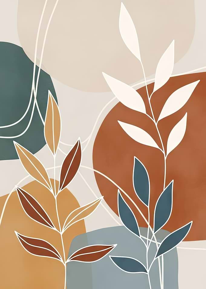 Abstract Botanical Art with Earth Tones